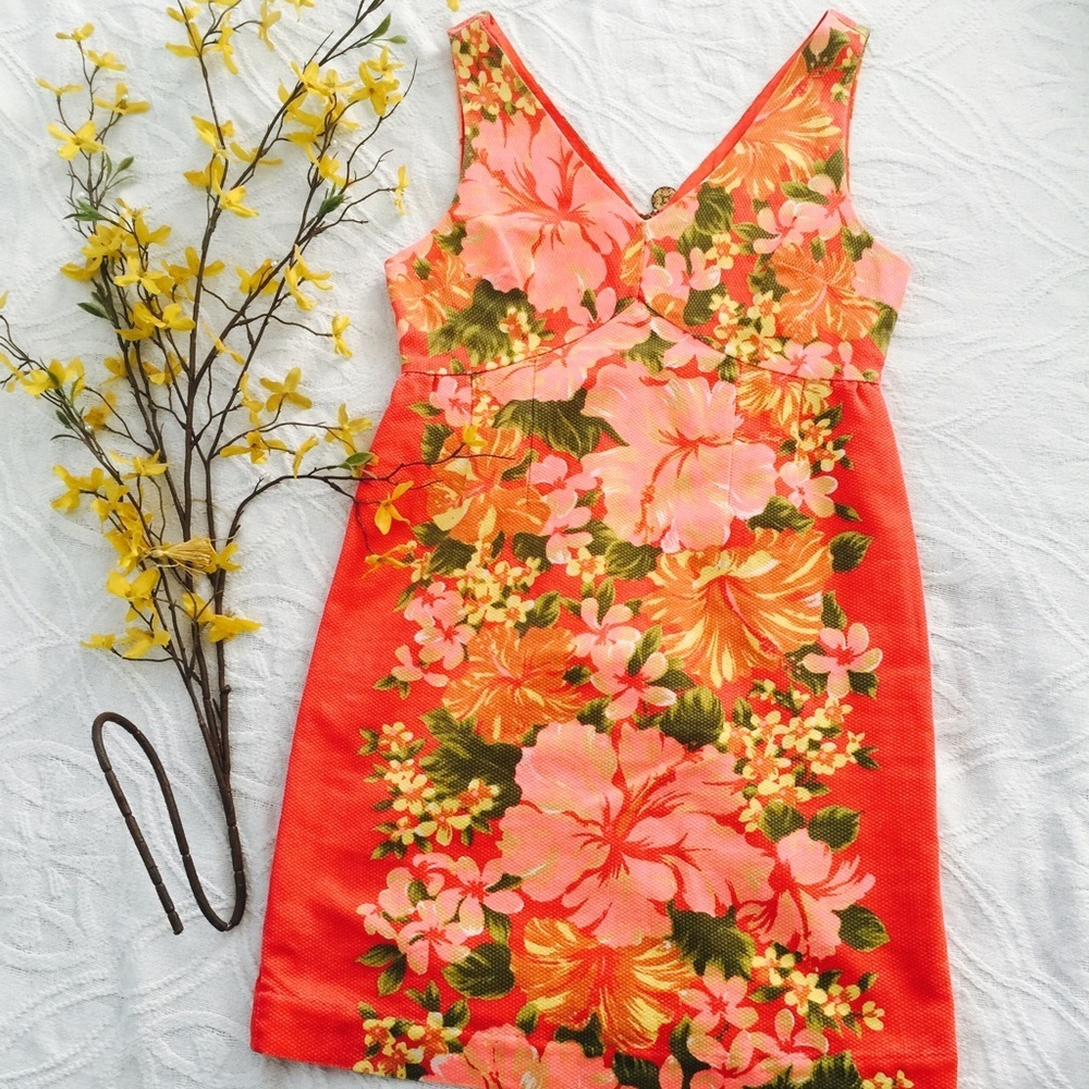 Very beautiful coral floral dress - Picture 2 of 4